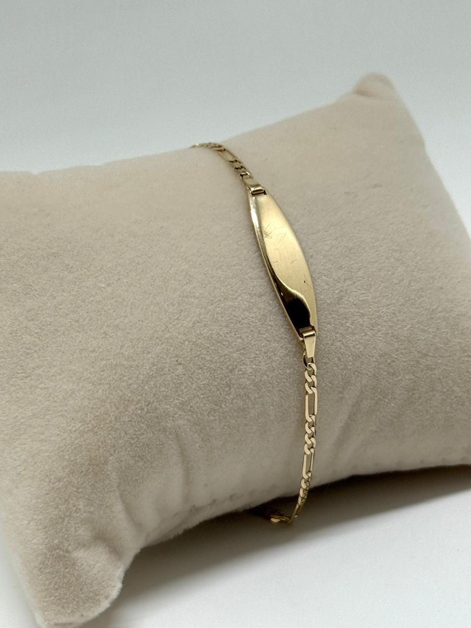 PULSERA NIÑO CON PLACA 14K 2GR 15CM